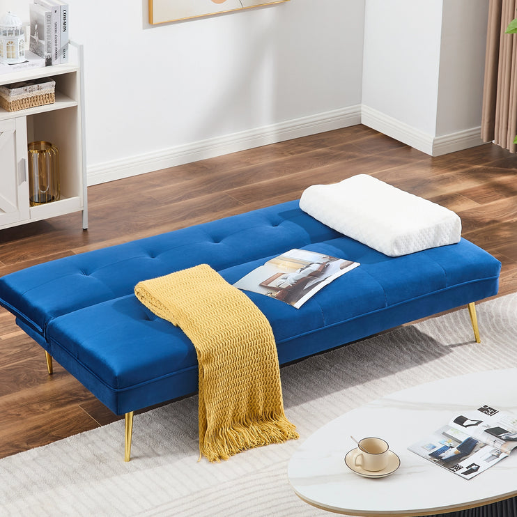 Adjustable 3 Seater Blue Sofa Bed Click Clack