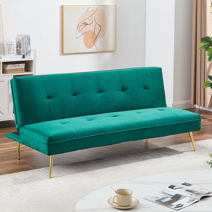 Adjustable 3 Seater Green Sofa Bed Click Clack