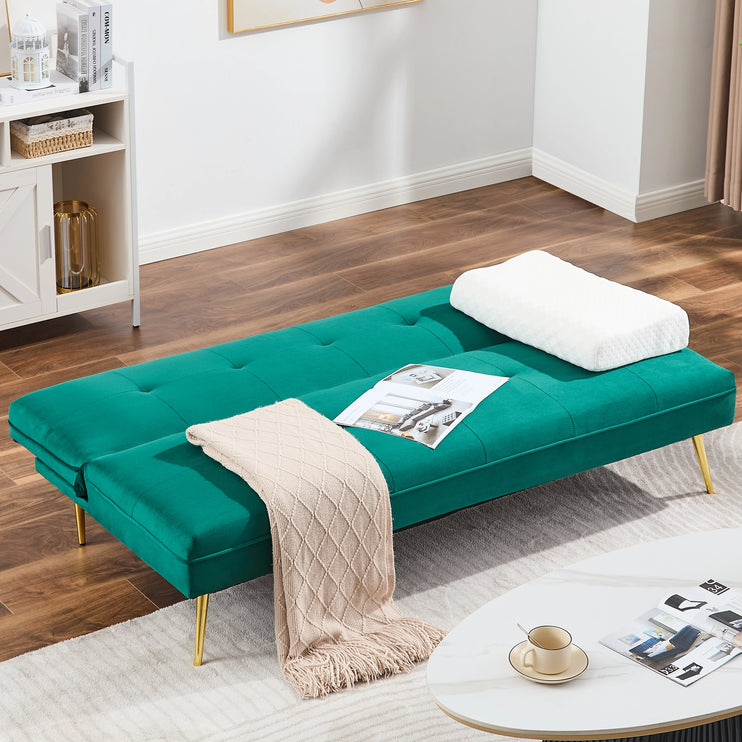 Adjustable 3 Seater Green Sofa Bed Click Clack