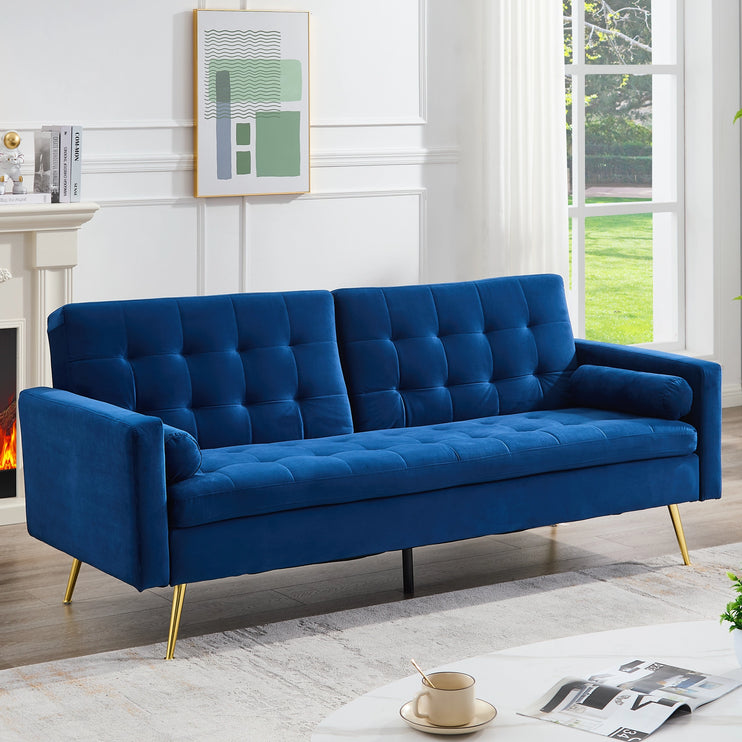 Comfy Velvet 3 Seater Sofa Bed With Metal Frame Button Detail Click Clack