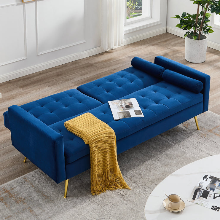 Comfy Velvet 3 Seater Sofa Bed With Metal Frame Button Detail Click Clack