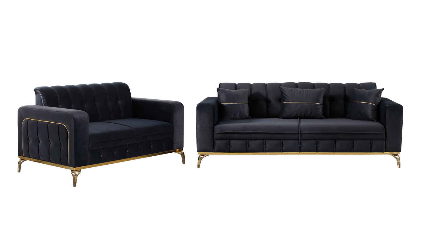 BERLIN Black Velvet with Gold Detailing