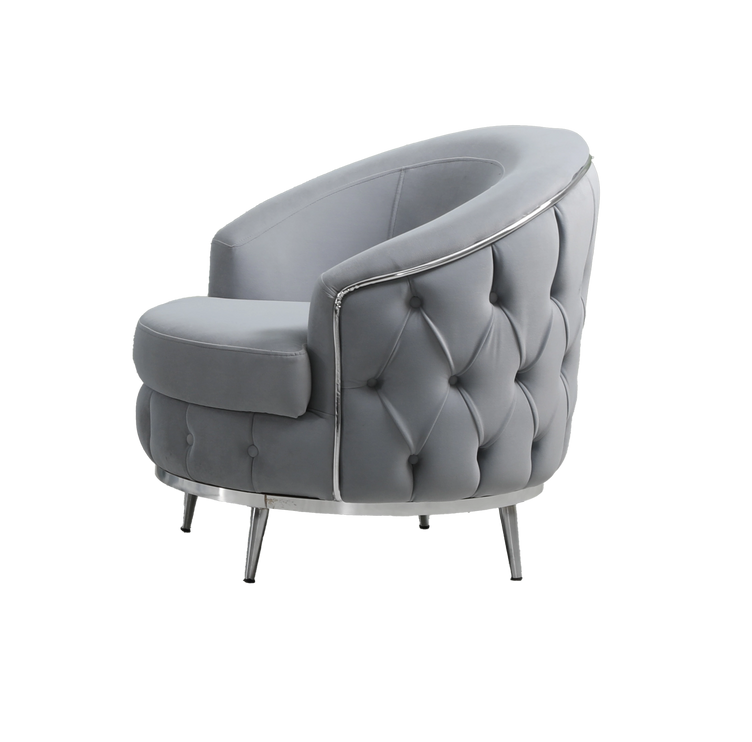 PARMA Sofa Bed in Grey Velvet with Chrome Detailing