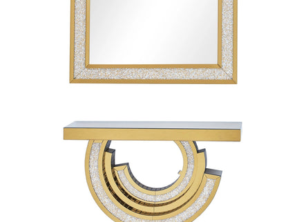 Gold Spiral Mirror with Console Table