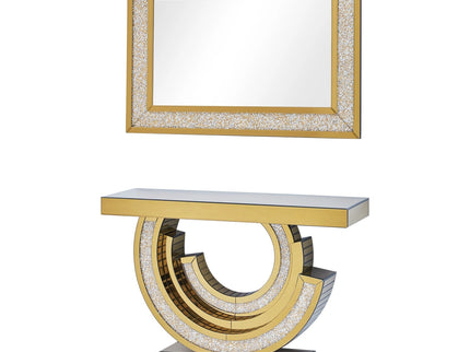 Gold Spiral Mirror with Console Table