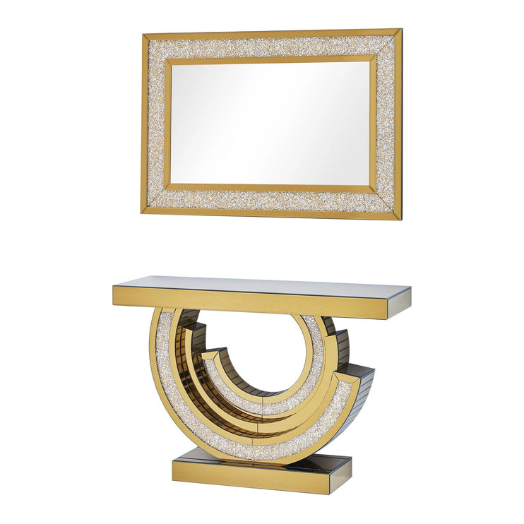 Gold Spiral Mirror with Console Table
