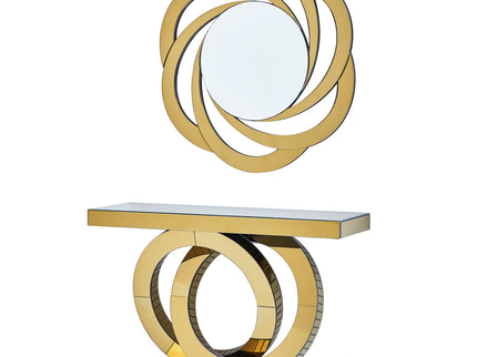 Gold Mirror with Console Table