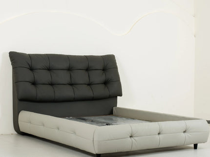 Dark Grey Leather Double Bed