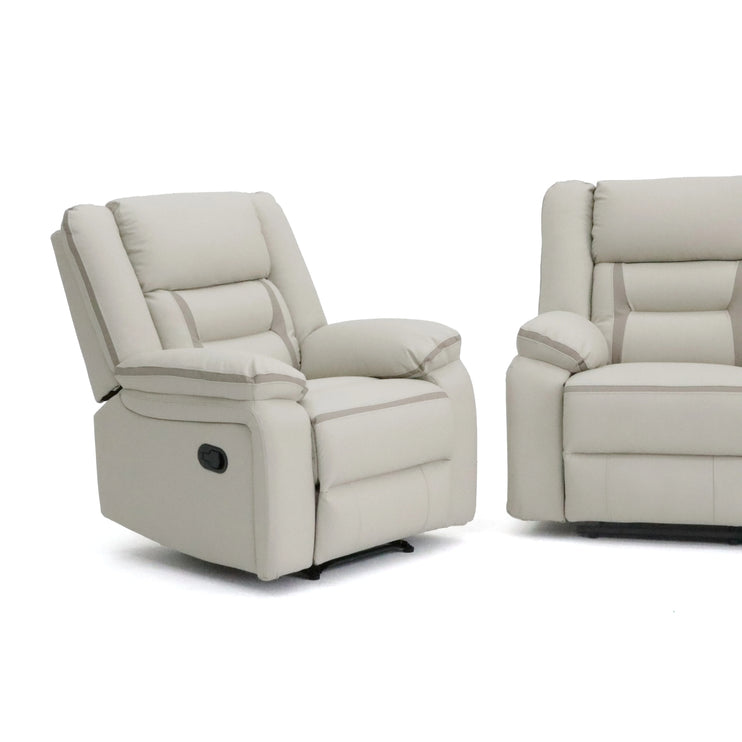 Recliner Sofa Bed in Beige Leather