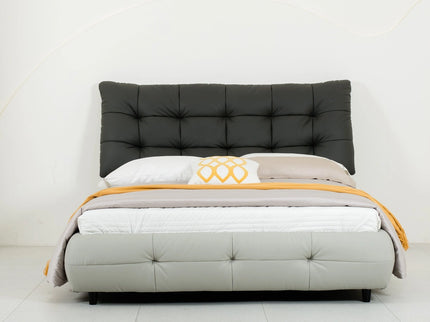 Dark Grey Leather Double Bed