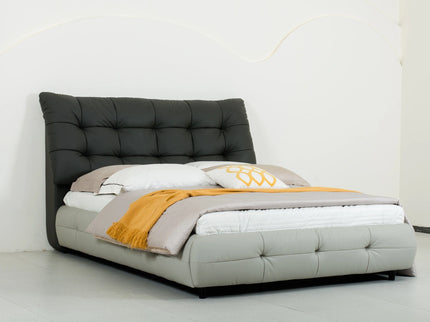 Dark Grey Leather Double Bed