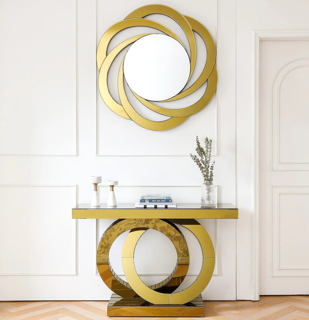 Gold Mirror with Console Table