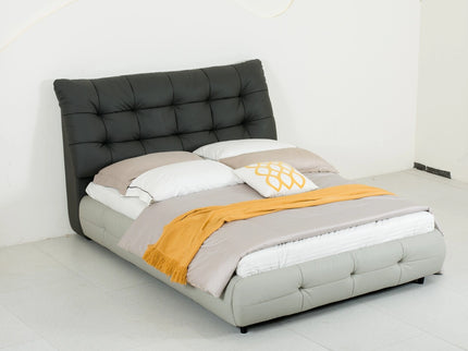 Dark Grey Leather Double Bed