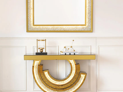 Gold Spiral Mirror with Console Table