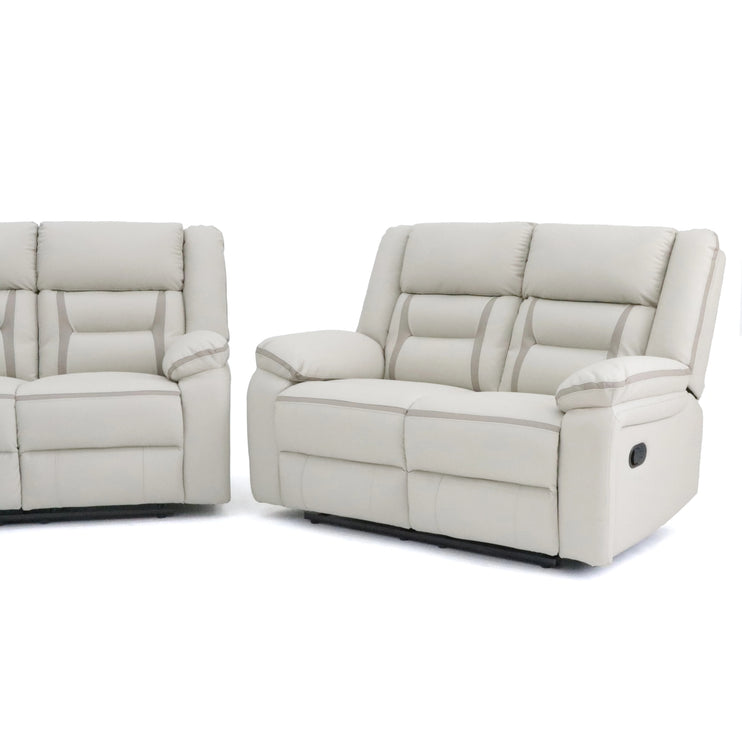Recliner Sofa Bed in Beige Leather