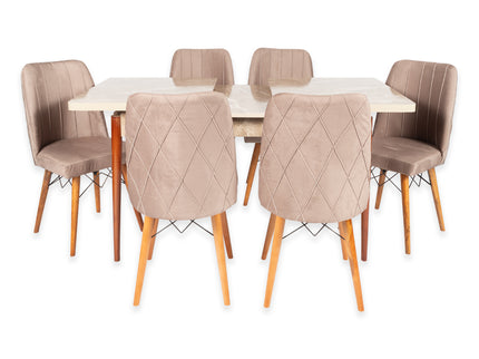 Belek Extendable Dining Table With Six Chairs