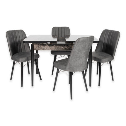 Mini Extendable Cosmos Dining Table With Four Chairs