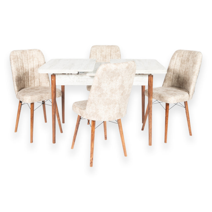 Mini Extendable Kristal Dining Table With Four Chairs