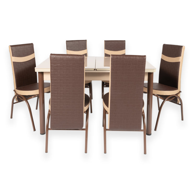 Cappuccino Extendable Dining Table with Six Chairs