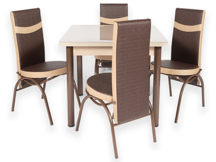 Cappuccino Square Dining Table with 4 Chairs