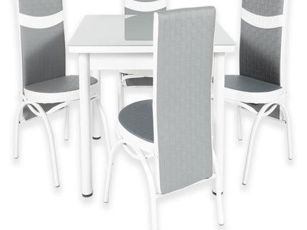 Grey Square Dining Table with 4 Chairs