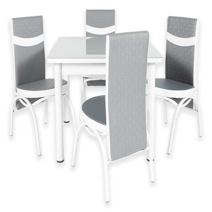 Grey Square Dining Table with 4 Chairs