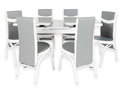 Grey Extendable Dining Table with Six Chairs