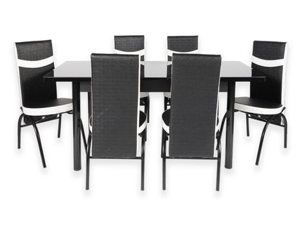 Black Extendable Dining Table with Six Chairs