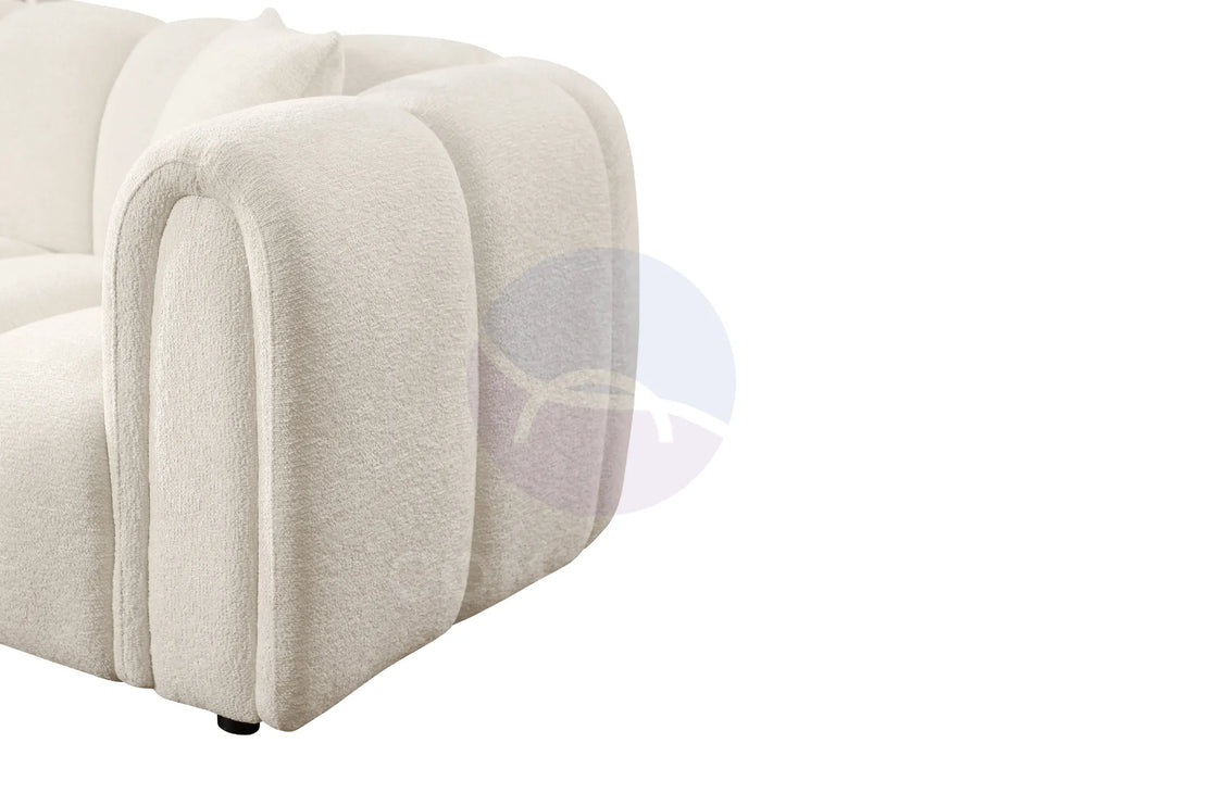 Cloud Beige Bubble-Tufted Curved Sofa