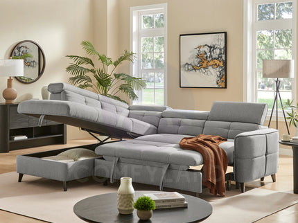 Nello Grey Sectional Sleeper Sofa Bed with Storage