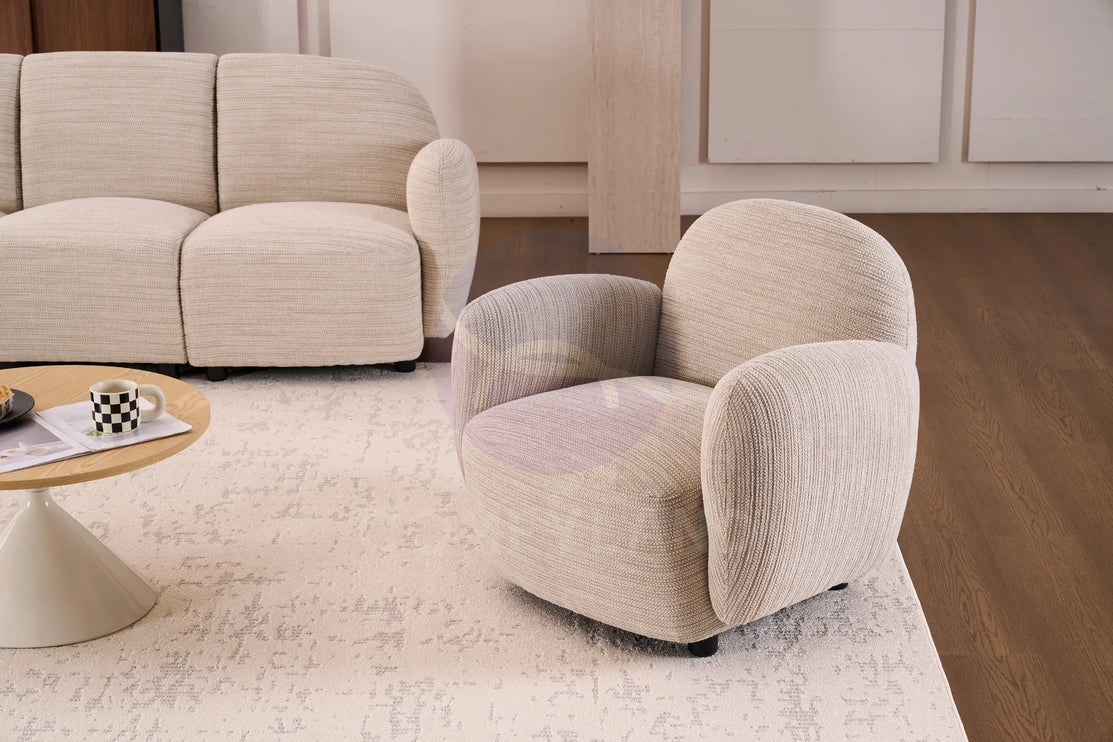 Beans Beige Textured Chenille Sofa