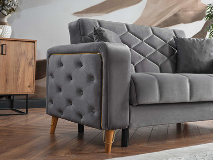 Melisa Grey Sofa Bed with Gold Detailing