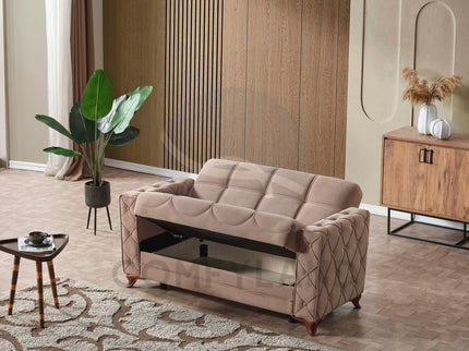 Dezza Sofa Bed in Beige Velvet