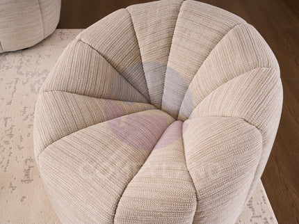 Serum Beige Bouclé Curved 2-Seater Sofa
