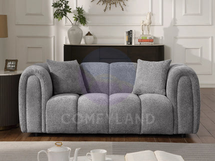 Cloud Grey Bubble-Tufted Curved Sofa