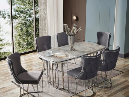Almera Grey and Chrome Dining Table