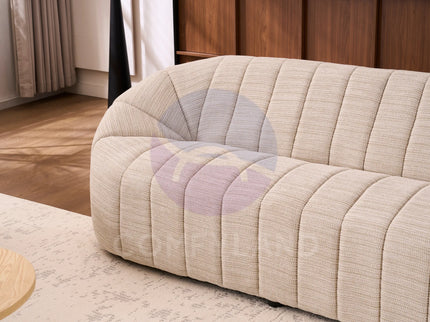 Serum Beige Bouclé Curved 2-Seater Sofa