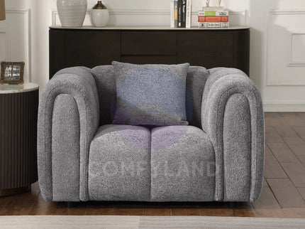 Cloud Grey Bubble-Tufted Curved Sofa