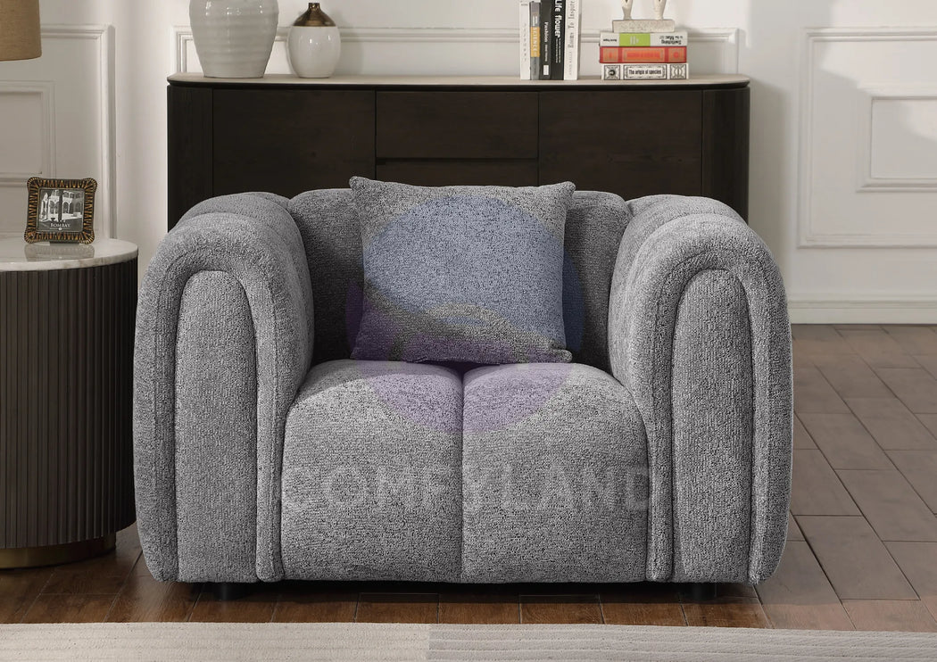 Cloud Grey Bubble-Tufted Curved Sofa