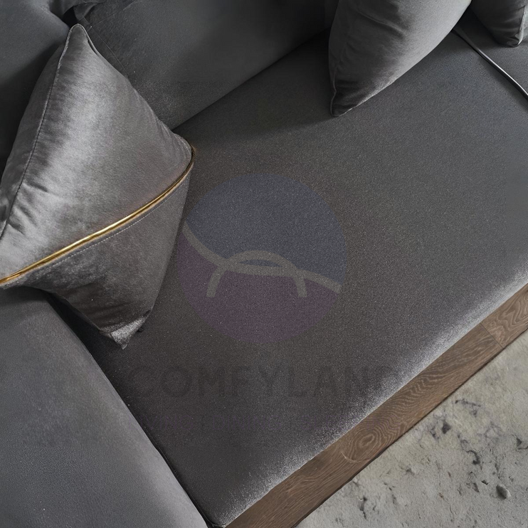 PARMA Sofa Bed in Grey Velvet with Gold Detailing