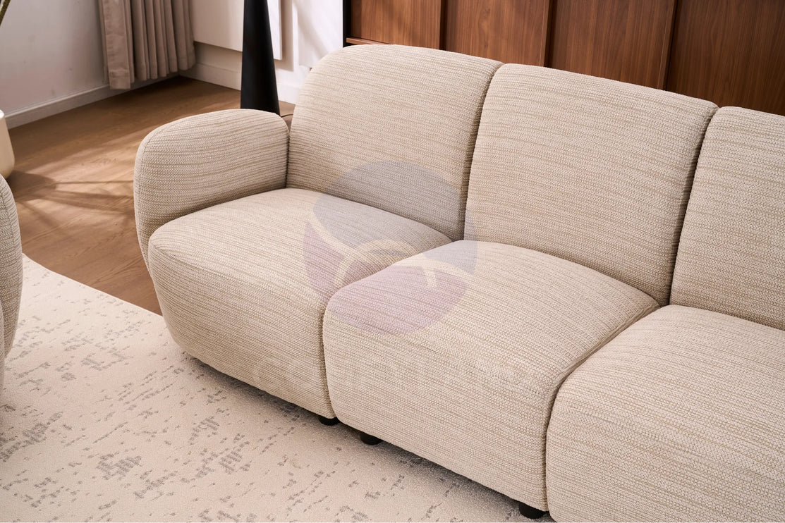 Beans Beige Textured Chenille Sofa