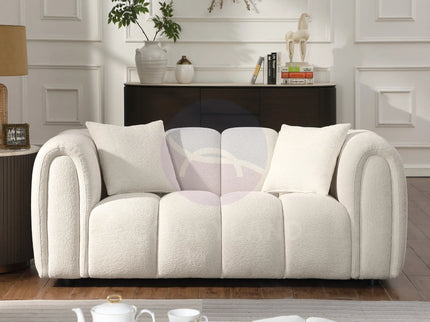 Cloud Beige Bubble-Tufted Curved Sofa