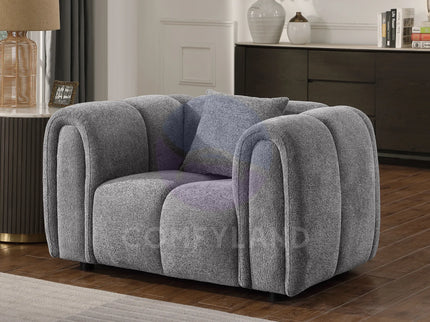 Cloud Grey Bubble-Tufted Curved Sofa