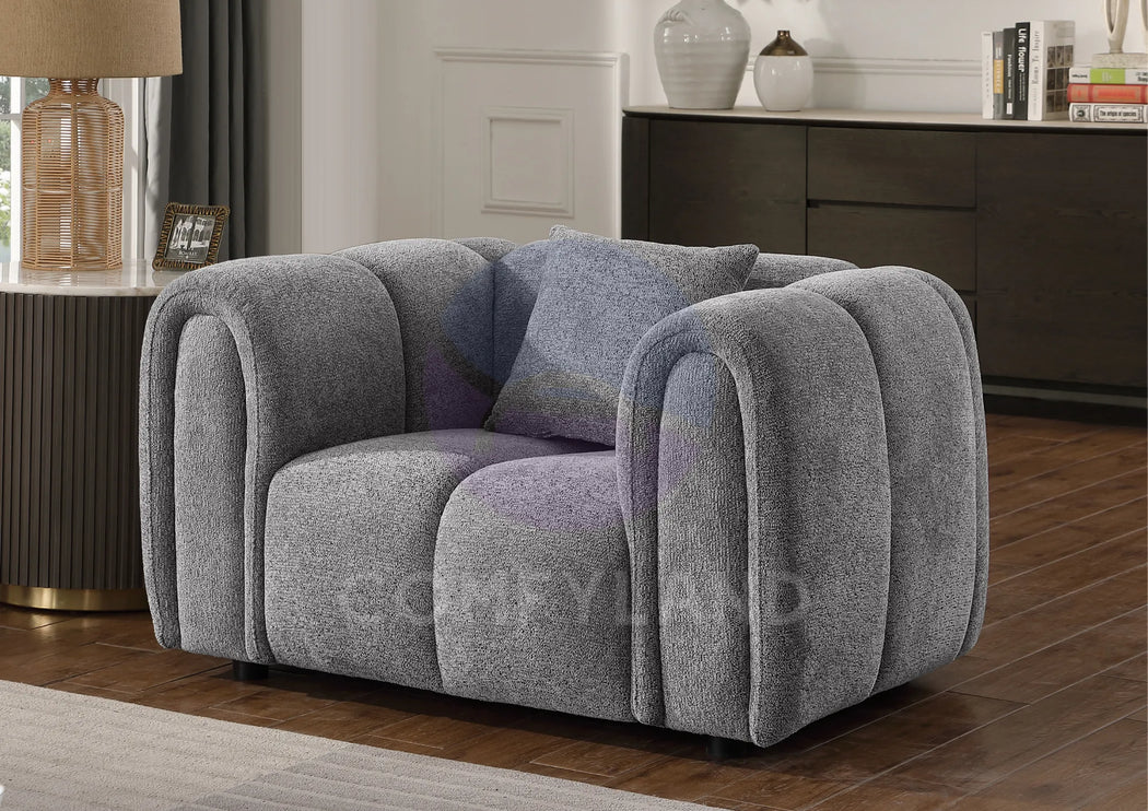Cloud Grey Bubble-Tufted Curved Sofa