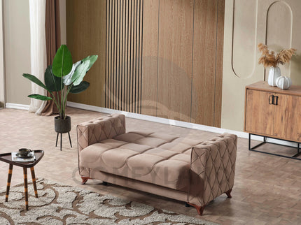 Dezza Sofa Bed in Beige Velvet