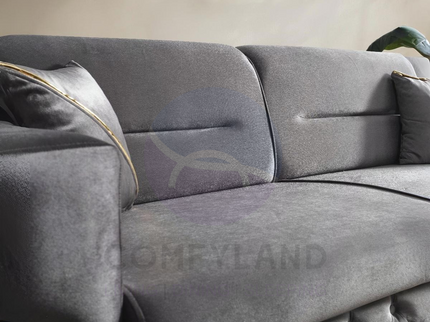 PARMA Sofa Bed in Grey Velvet with Gold Detailing