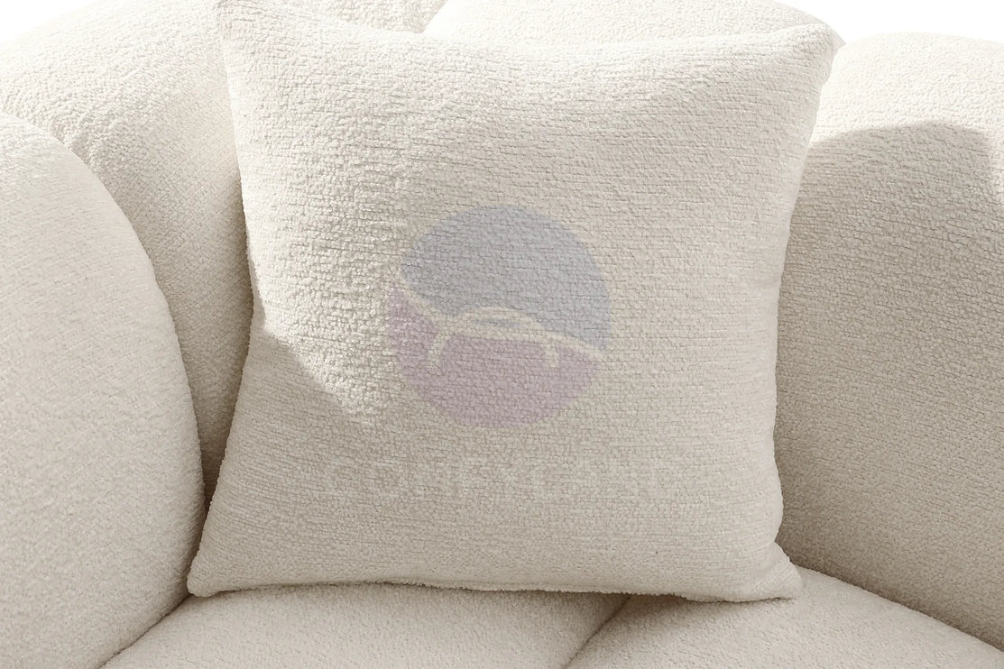 Cloud Beige Bubble-Tufted Curved Sofa