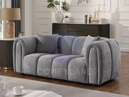 Cloud Grey Bubble-Tufted Curved Sofa