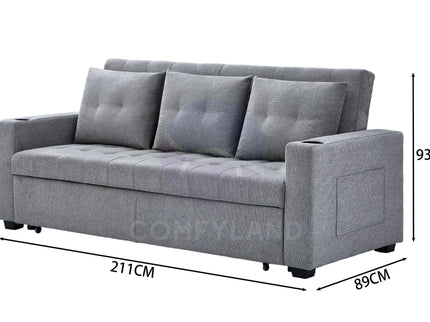Grey Convertible Pull-Out Sofa Bed