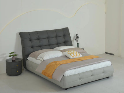 Dark Grey Leather Double Bed